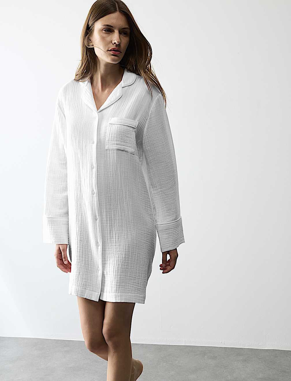 Pure Cotton Textured Muslin Nightshirt