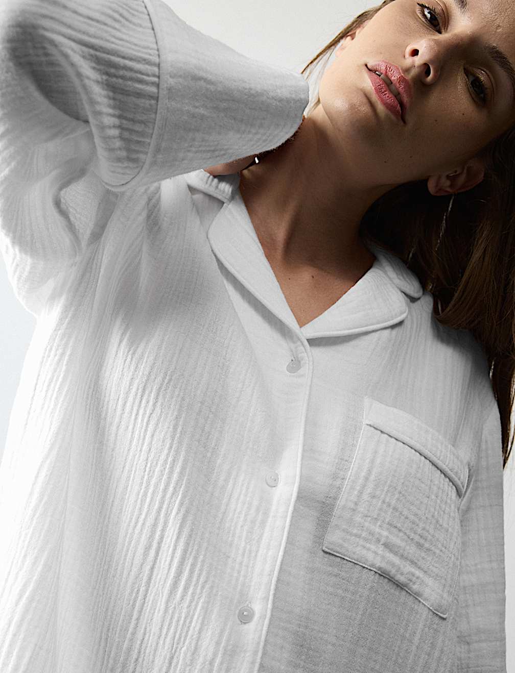 Pure Cotton Textured Muslin Nightshirt