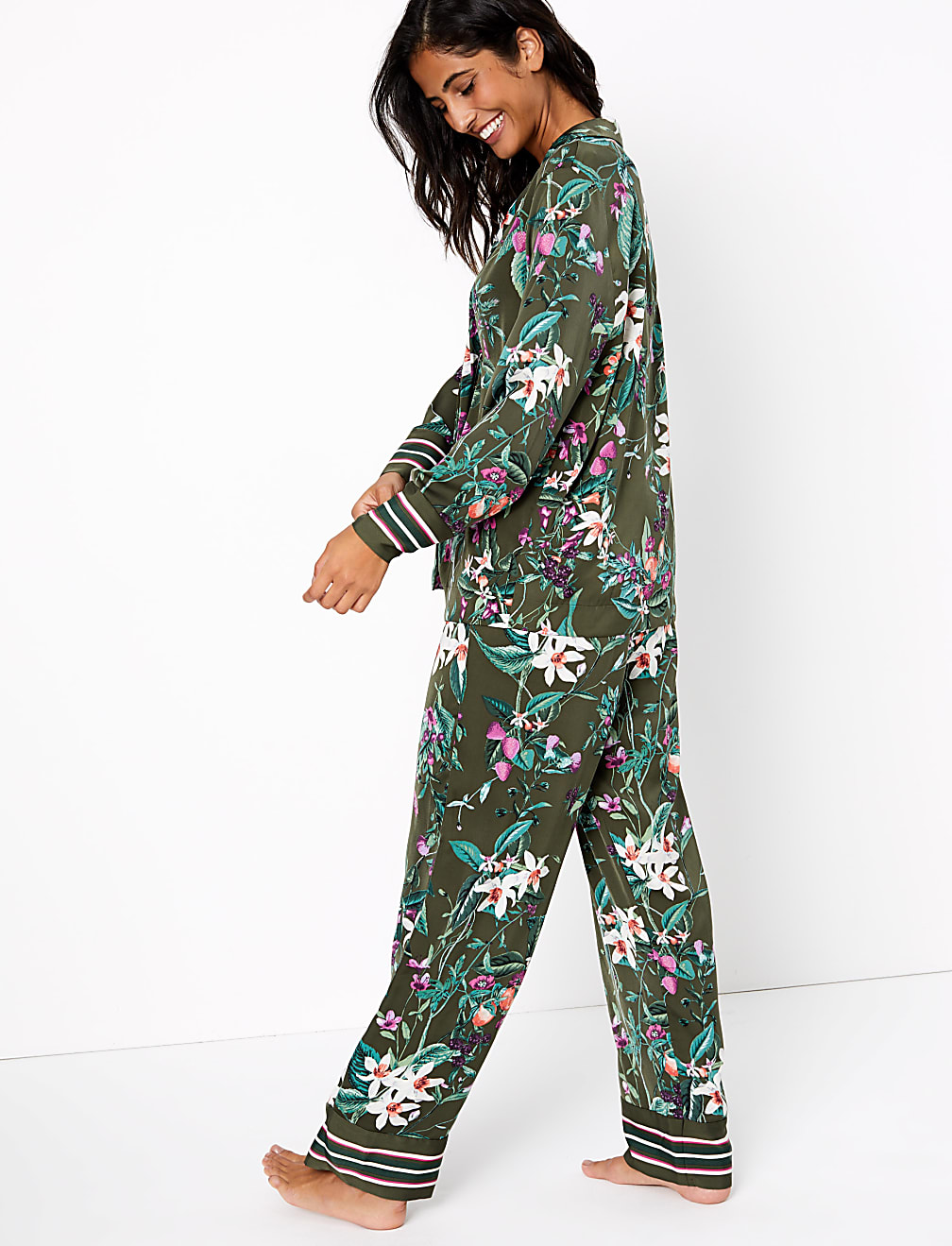 Satin Floral Print Pyjama Set