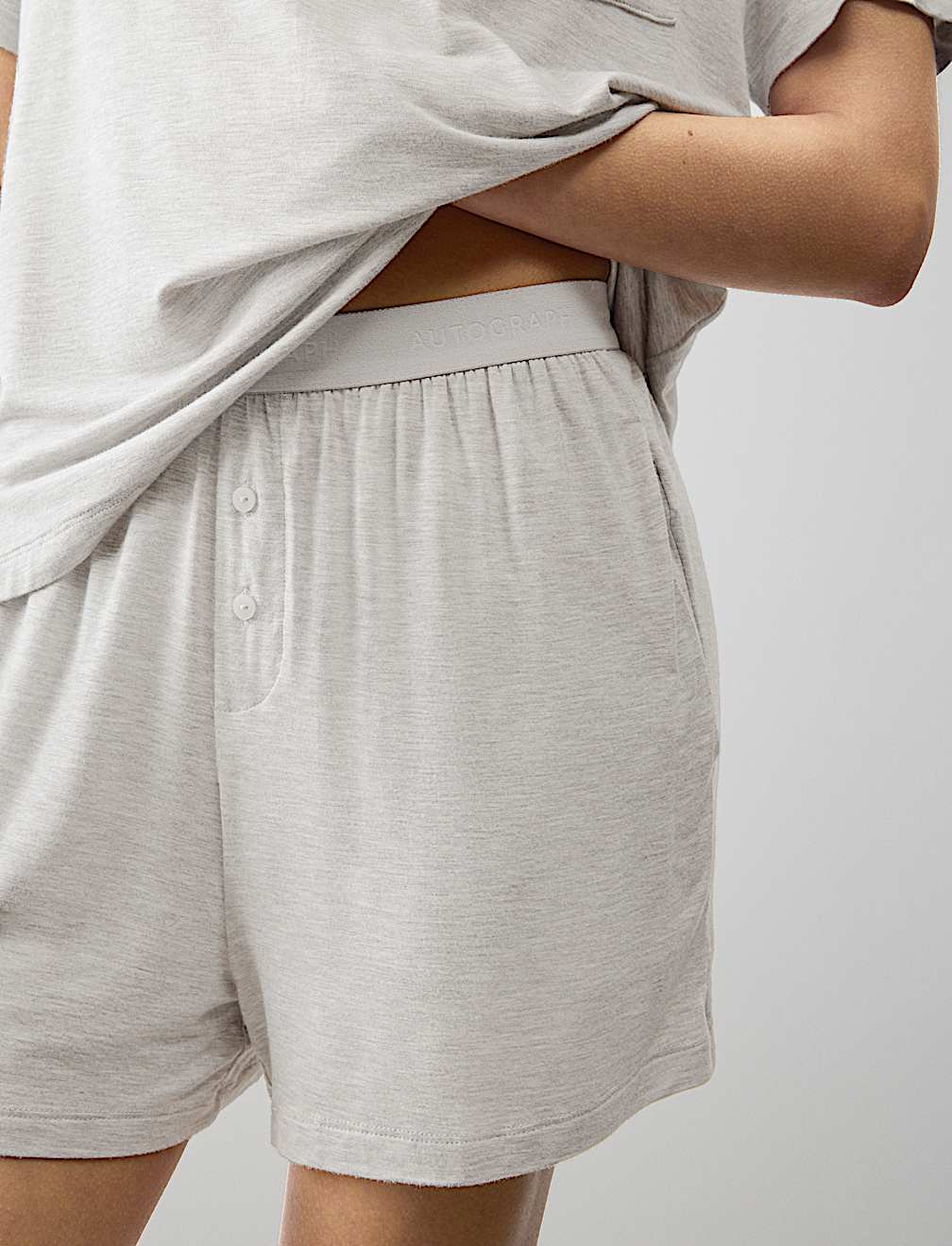 Button Fly Detail Pyjama Shorts