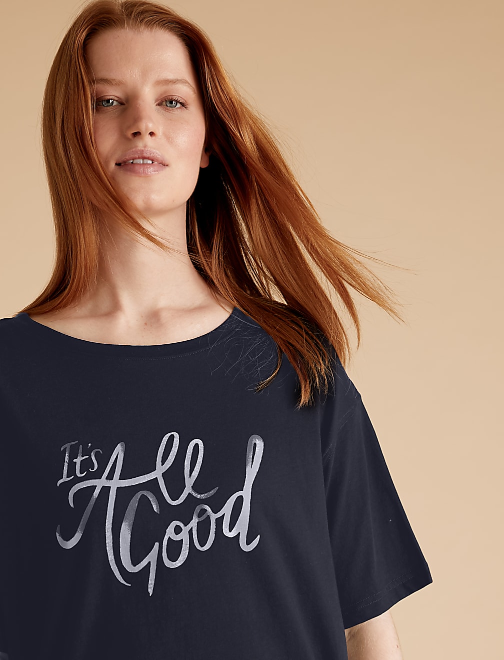 Cotton Slogan Top Cycling Shorts Pyjama Set