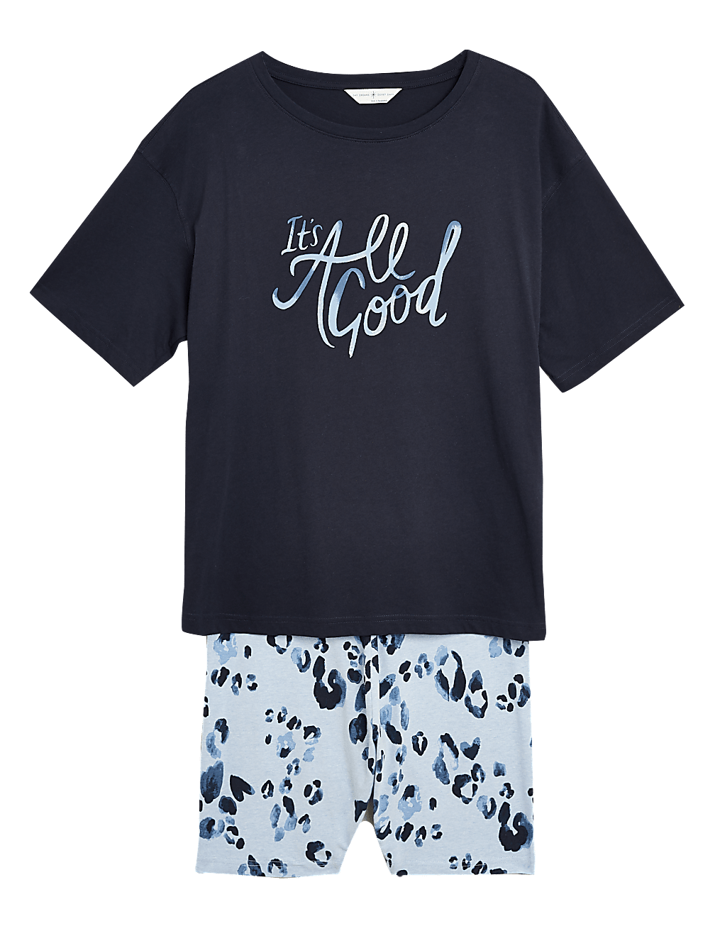 Cotton Slogan Top Cycling Shorts Pyjama Set