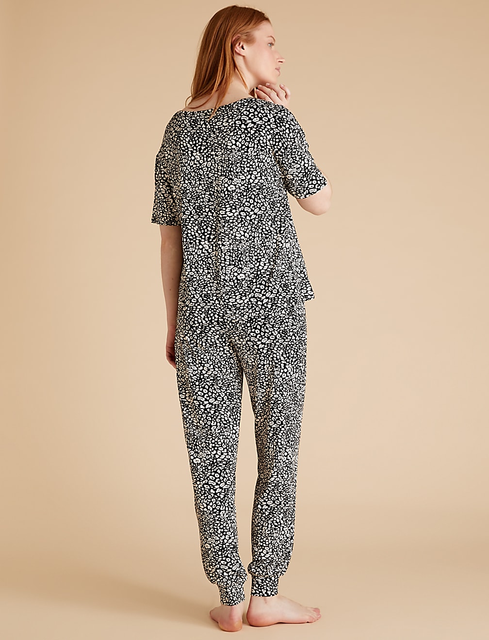 Leopard Print Cuffed Hem Pyjama Set