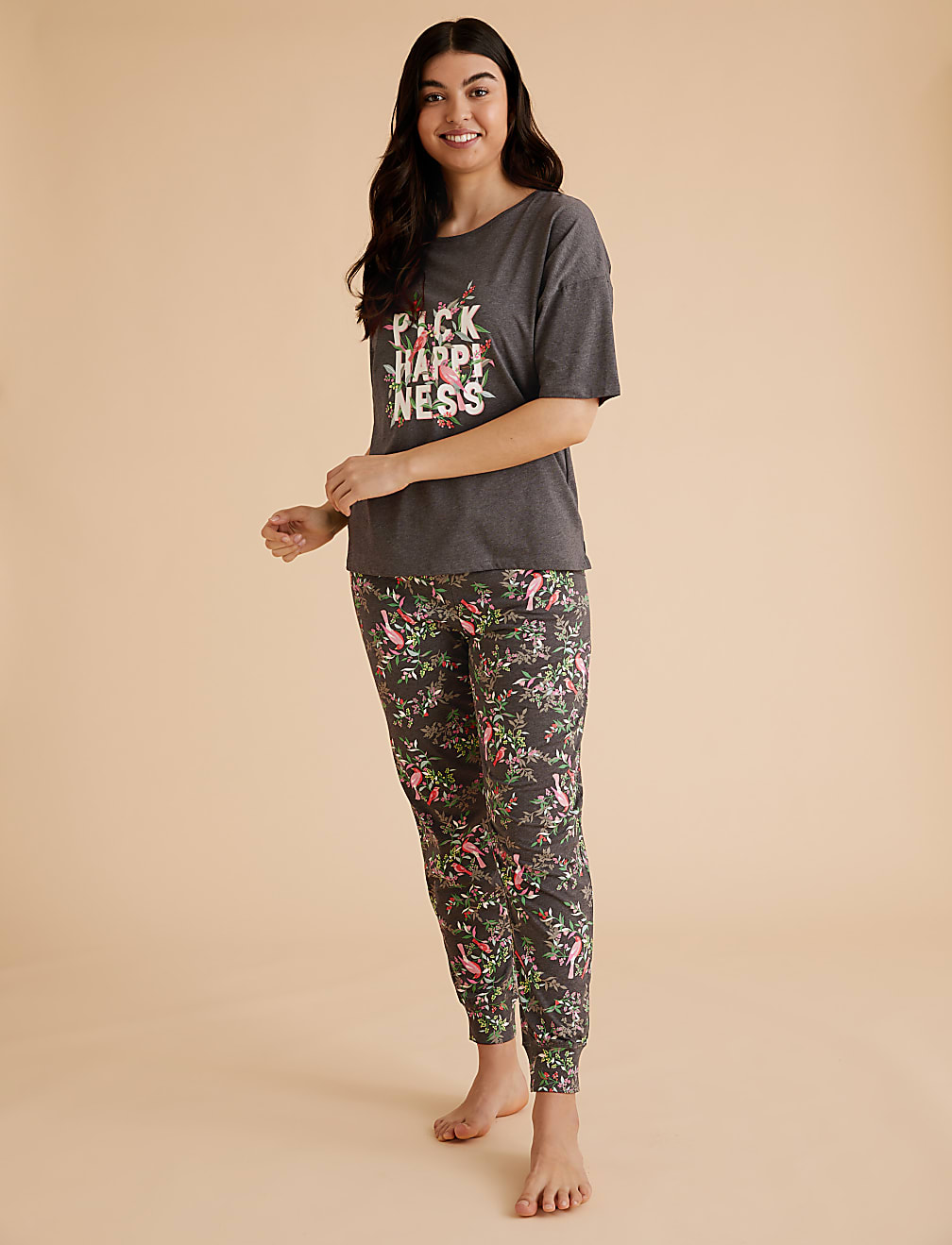 Cotton Pick Happiness Slogan Pyjama Set