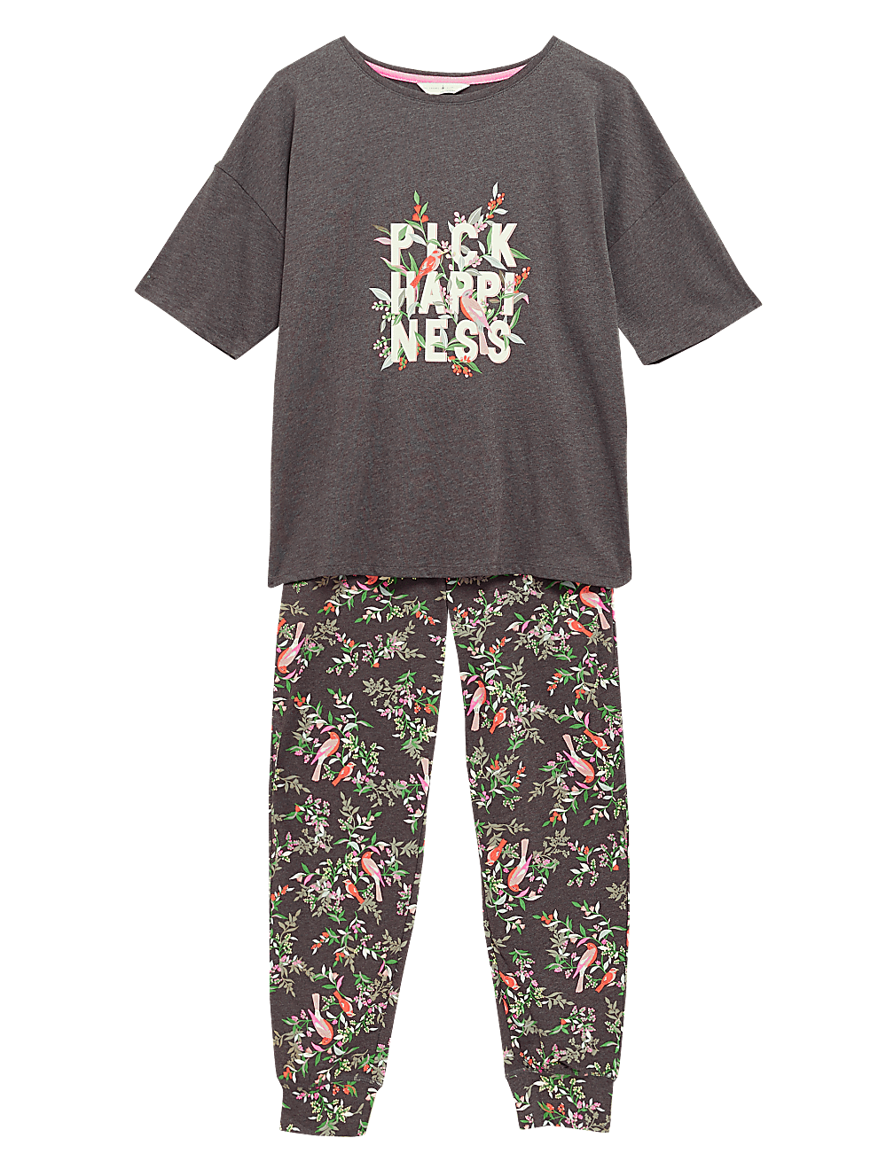 Cotton Pick Happiness Slogan Pyjama Set