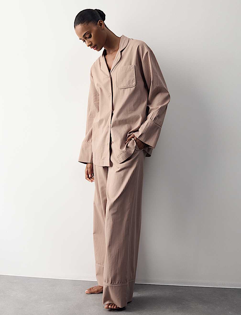 Pure Cotton Striped Revere Pyjama Set
