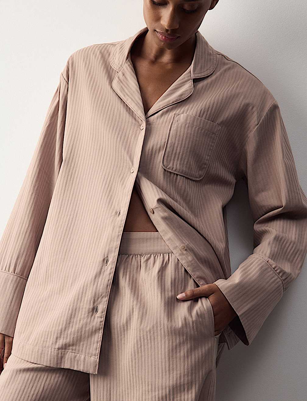 Pure Cotton Striped Revere Pyjama Set