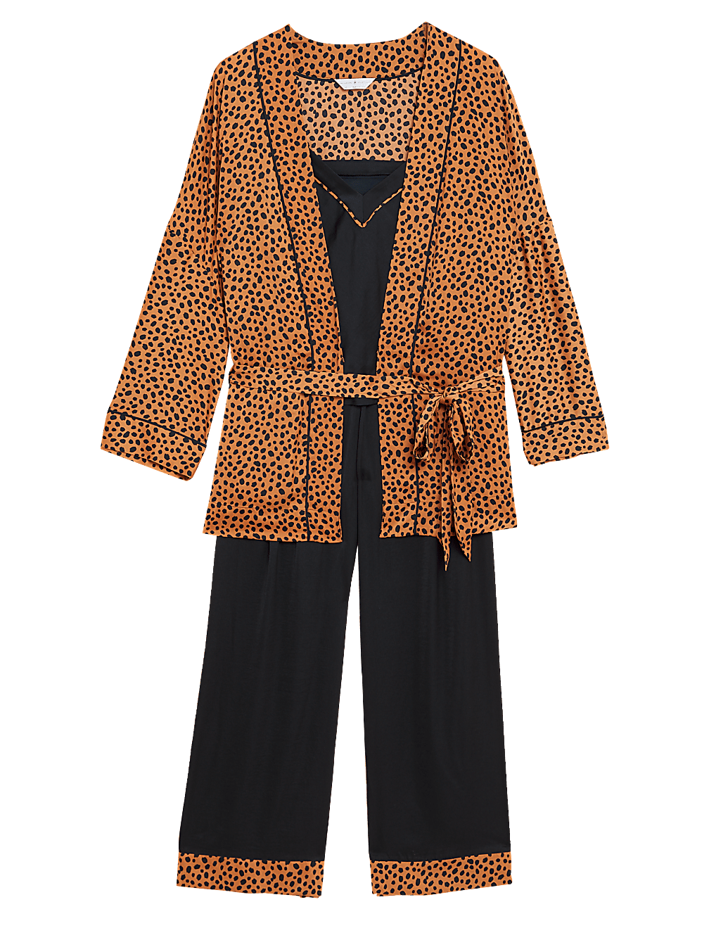 Satin Printed Three Piece Pyjama Set