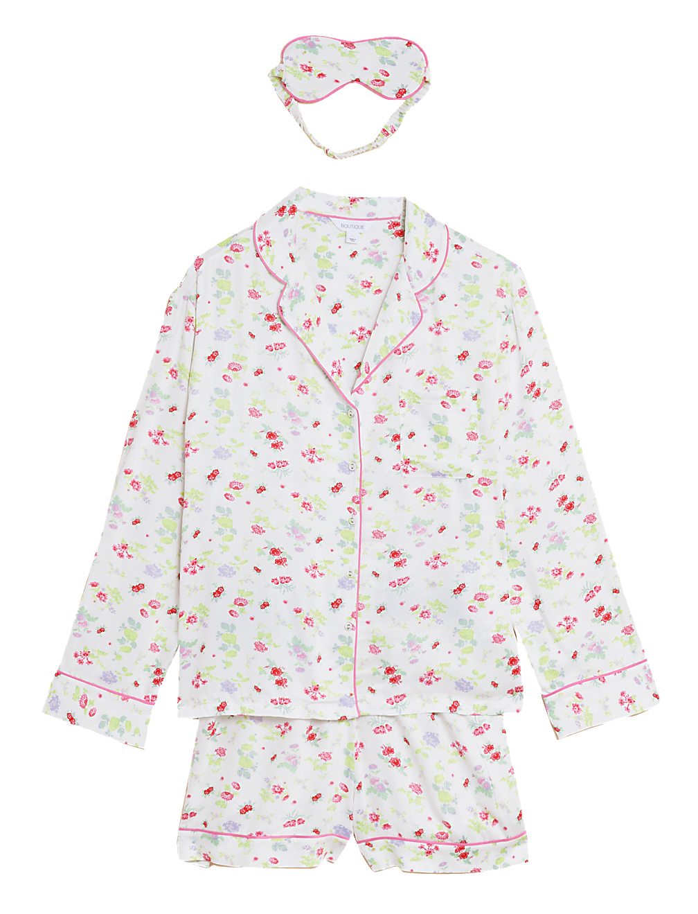 Floral Print Notched Lapel Sleepwear Top