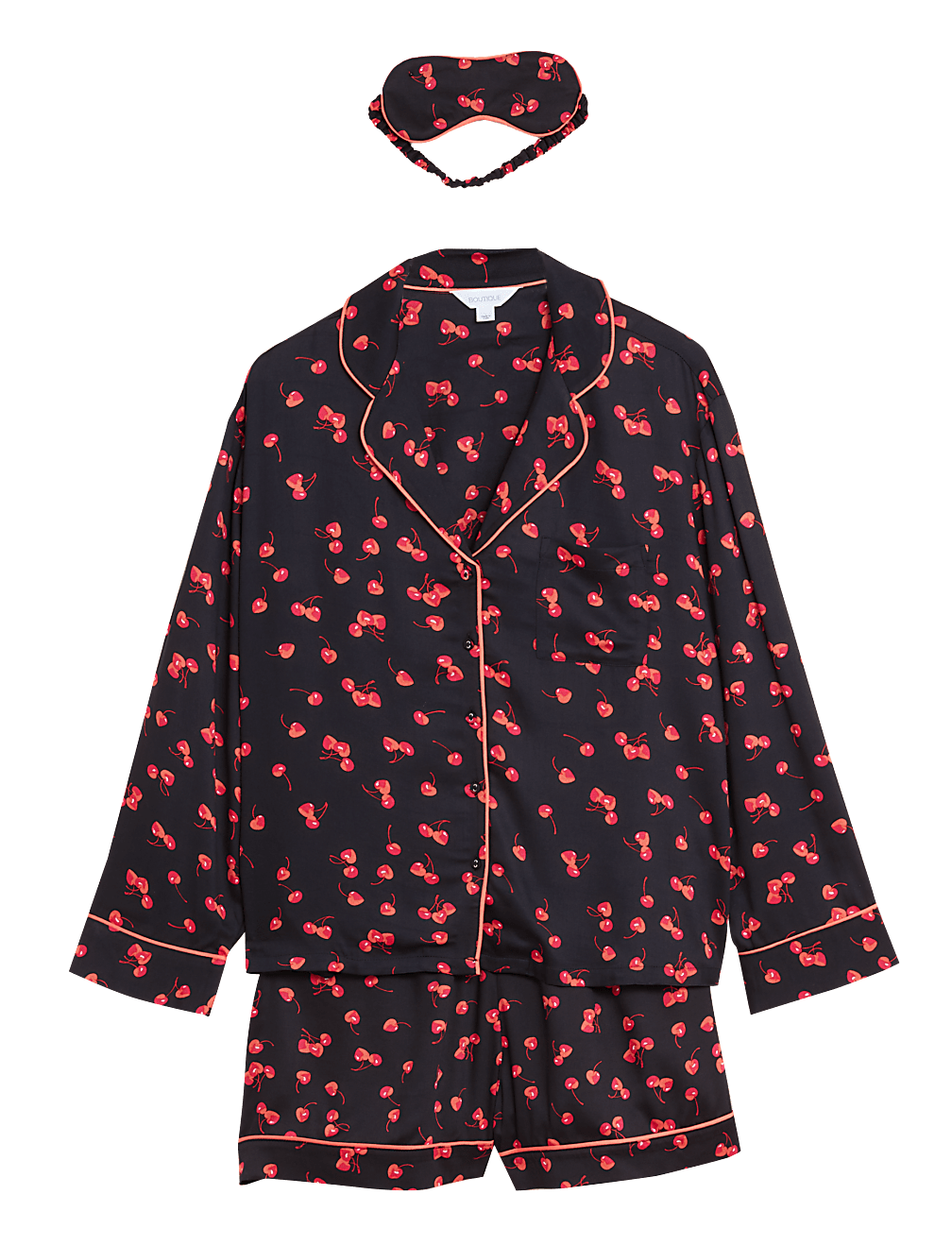 Cherry Shortie Set with Eye Mask