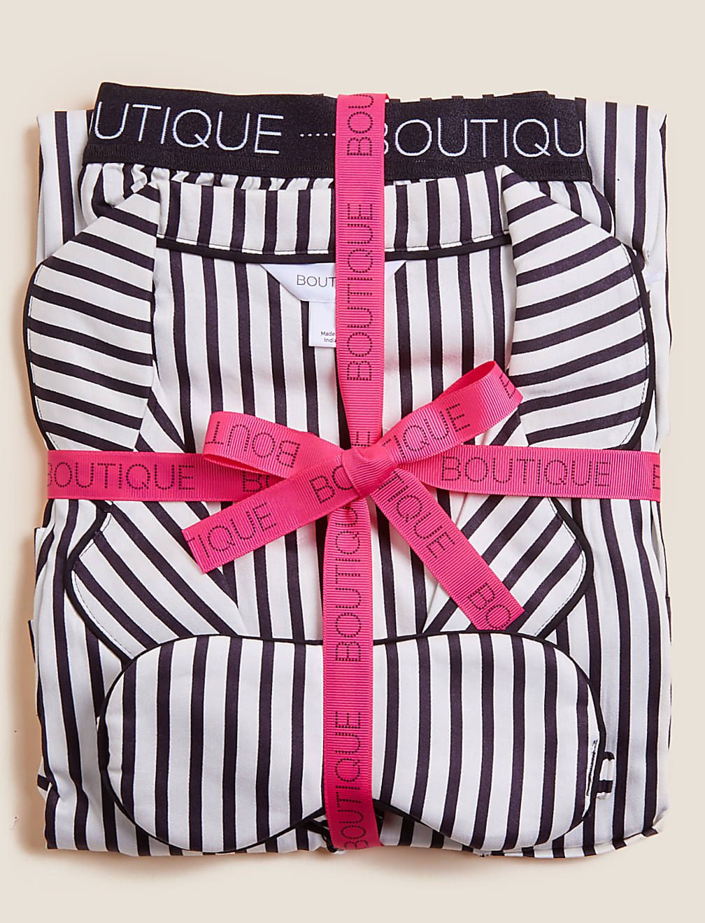 Stripe Shortie Set with Eye Mask
