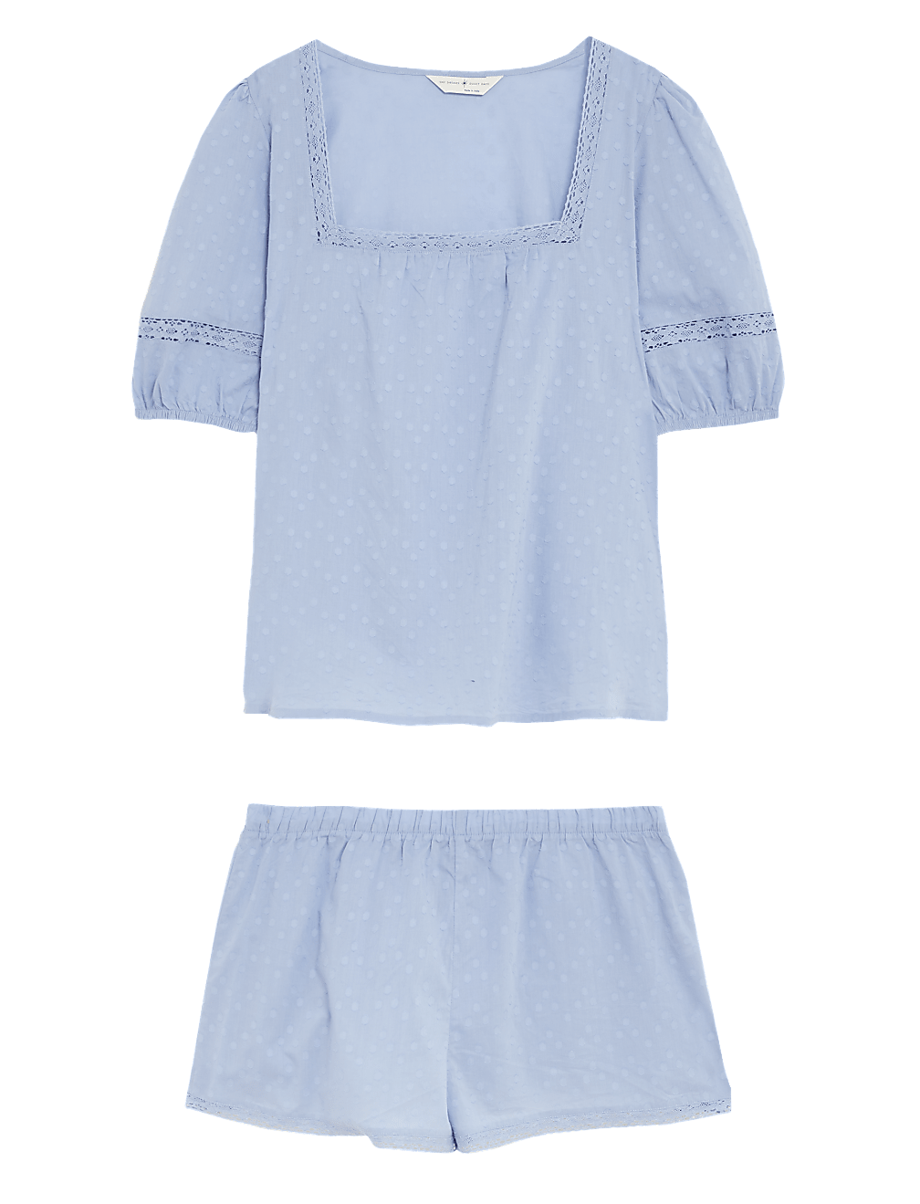 Pure Cotton Lace Trim Shortie Set