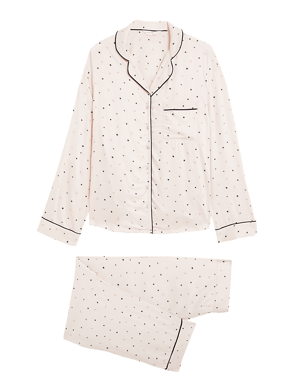 Star Print Revere Collar Pyjama Set