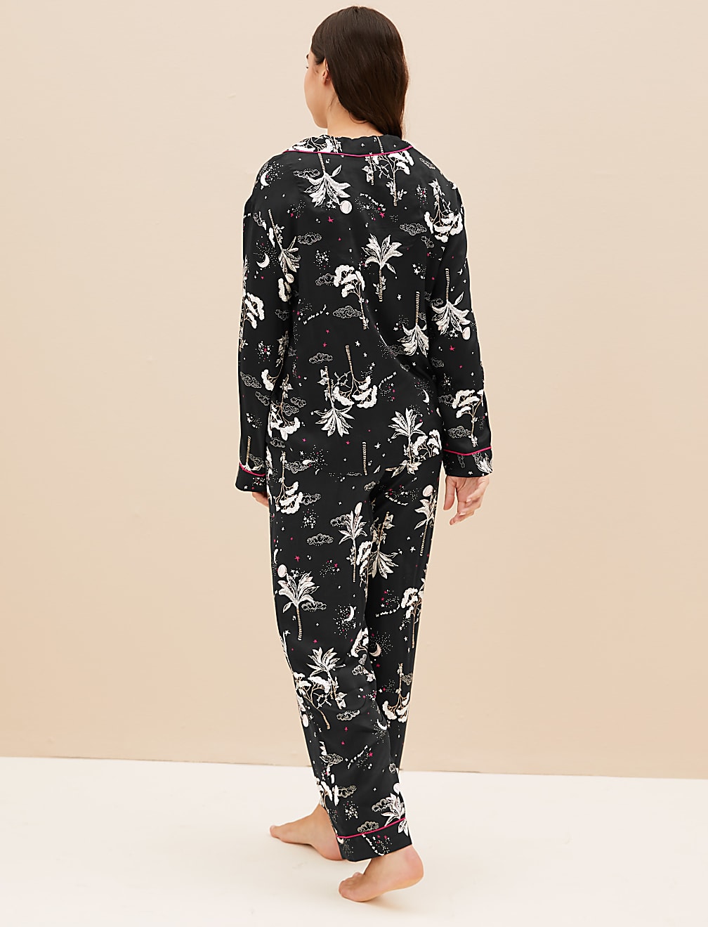 Floral Print Revere Collar Pyjama Set
