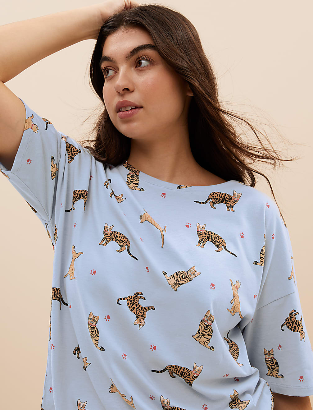 Cotton Rich Cat Print Pyjama Set