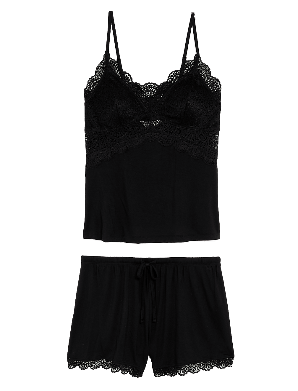 Lace Trim Shortie Set