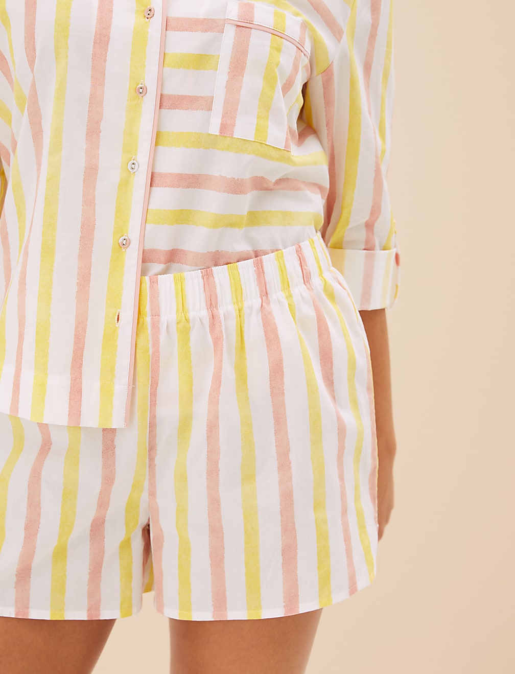 Pure Cotton Striped Shortie Set