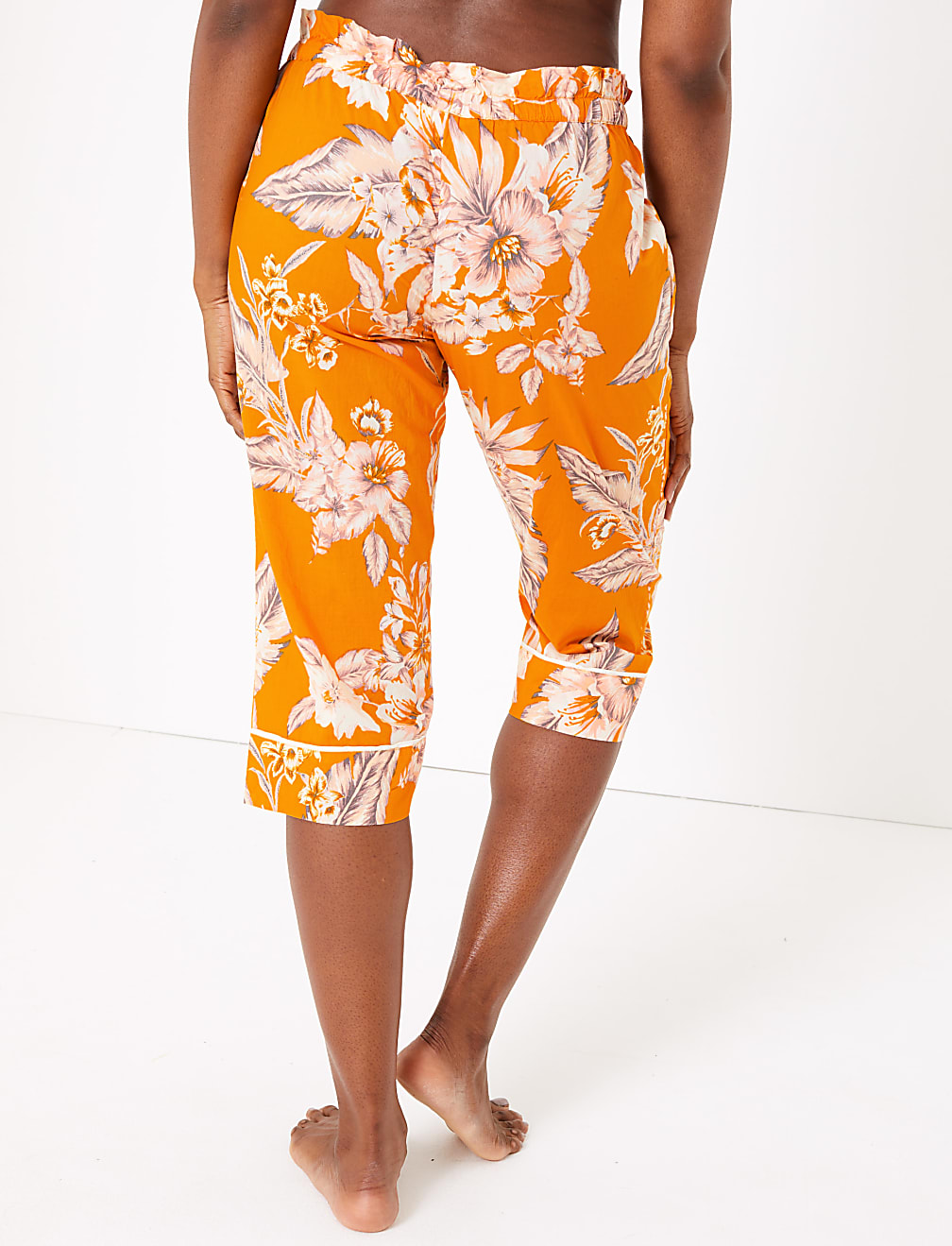 Cotton Floral Print Cropped Pyjama Bottoms