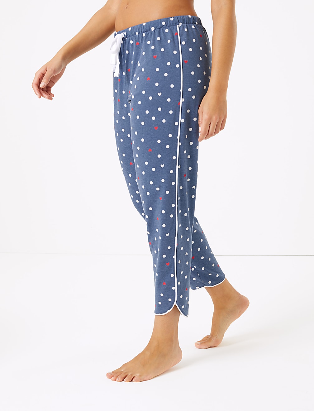 Heart Spot Print Jersey Pyjama Bottoms