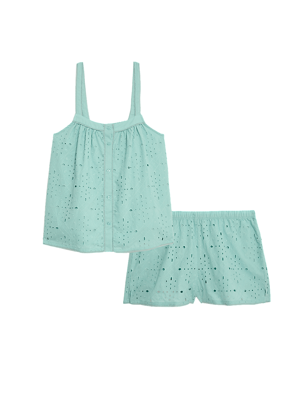 Pure Cotton Broderie Shortie Set