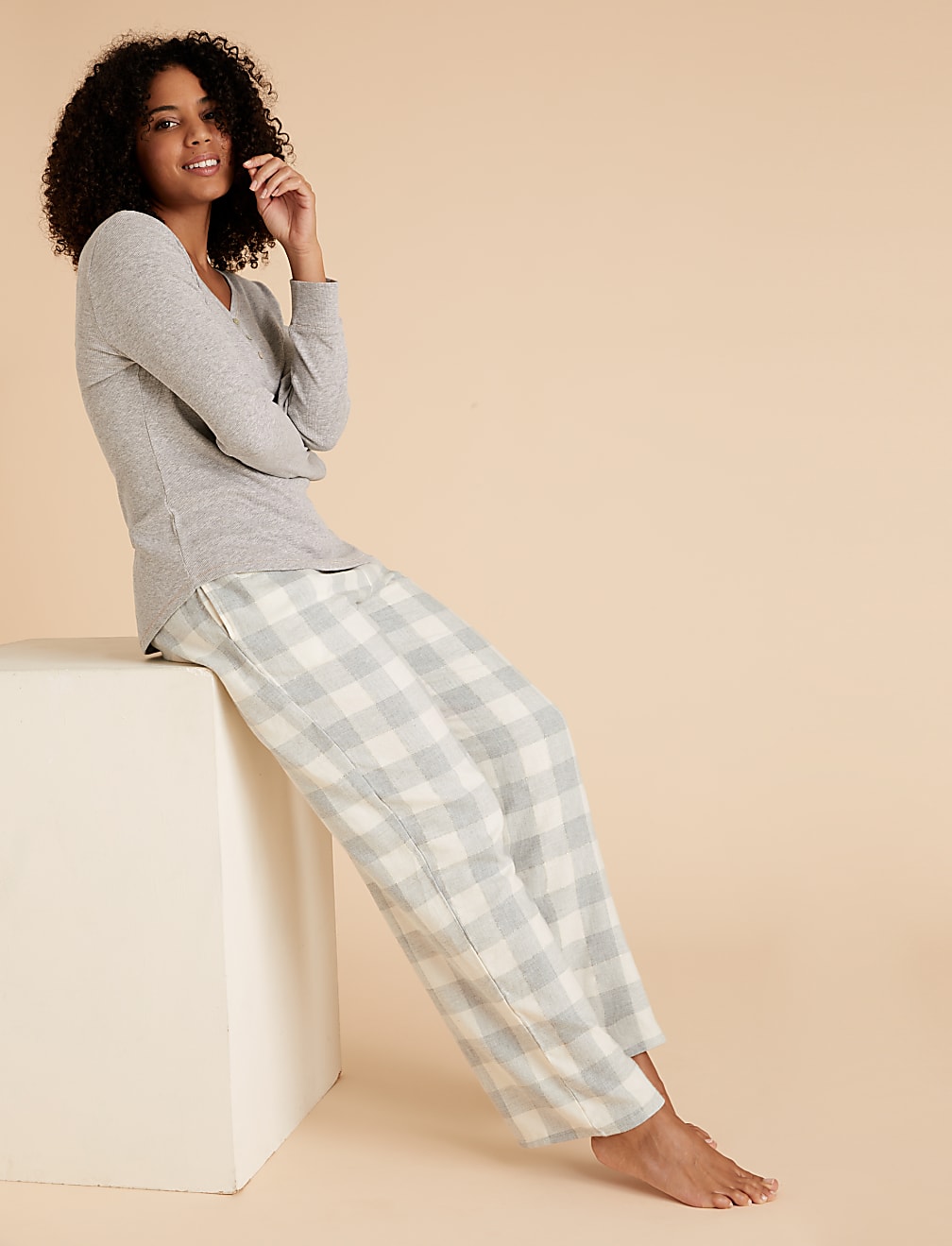 Cotton Checked Pyjama Bottoms
