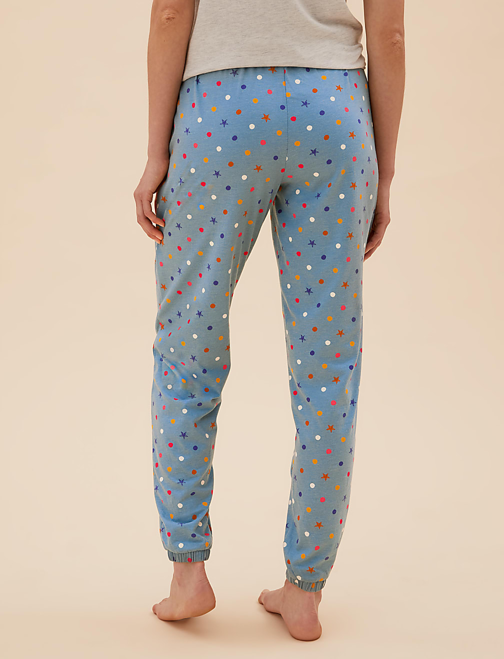 Cotton Spot Print Cuff Joggers