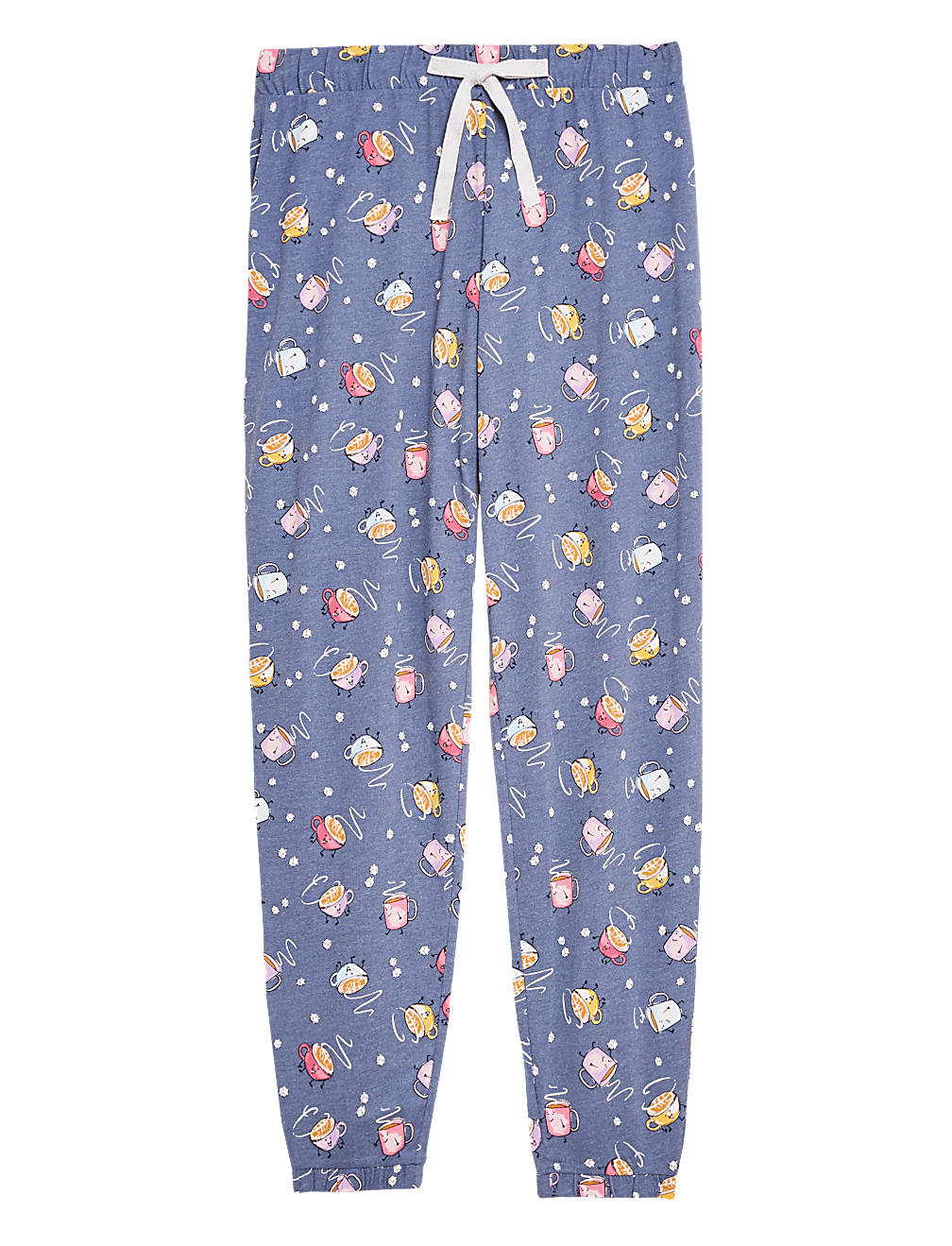 Cotton Coffee Cup Print Cuff Joggers