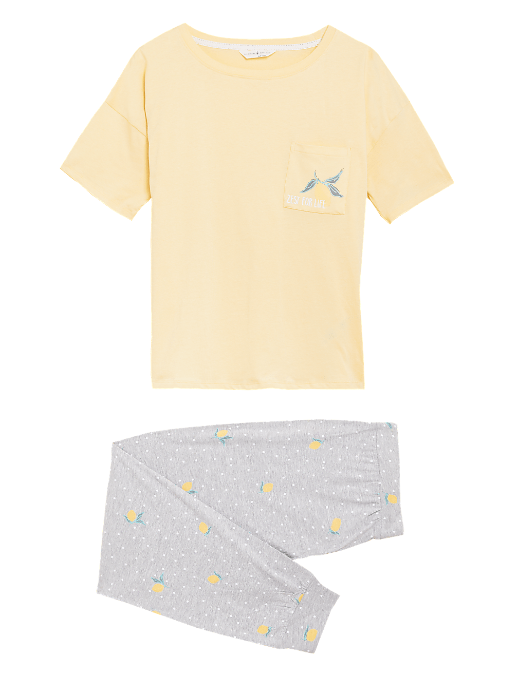 Pure Cotton Printed Crew Neck Pyjama Set