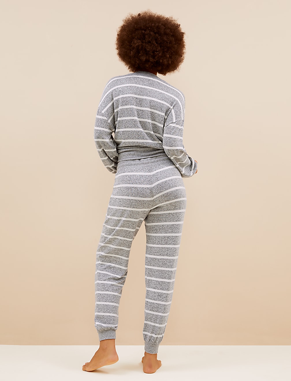 Cosy Knit Lounge Striped Cuff Joggers