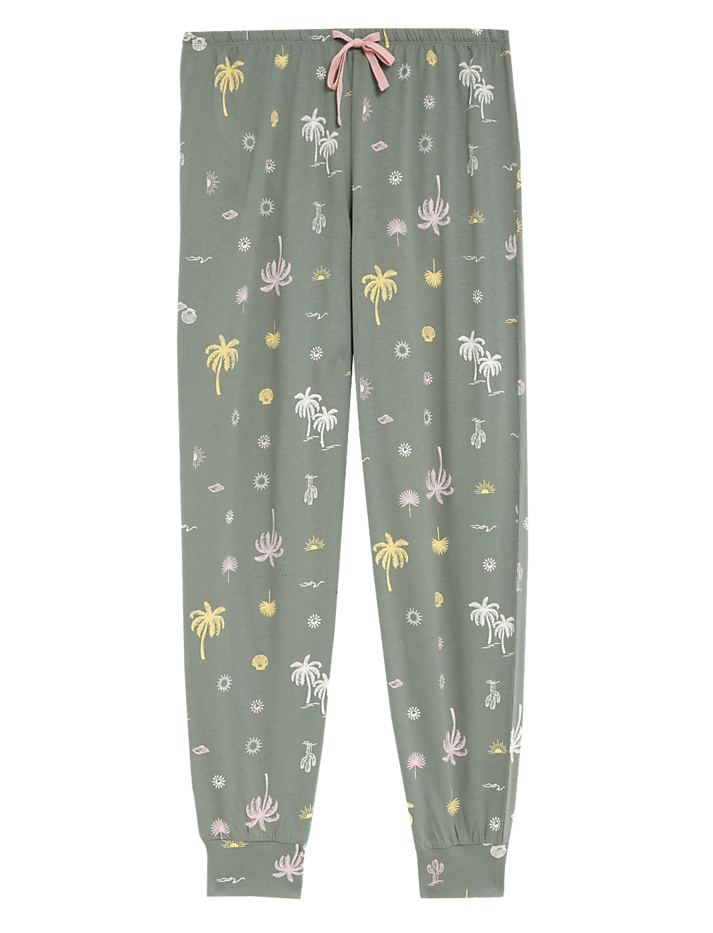 Pure Cotton Palm Cuffed Hem Pyjama Bottoms
