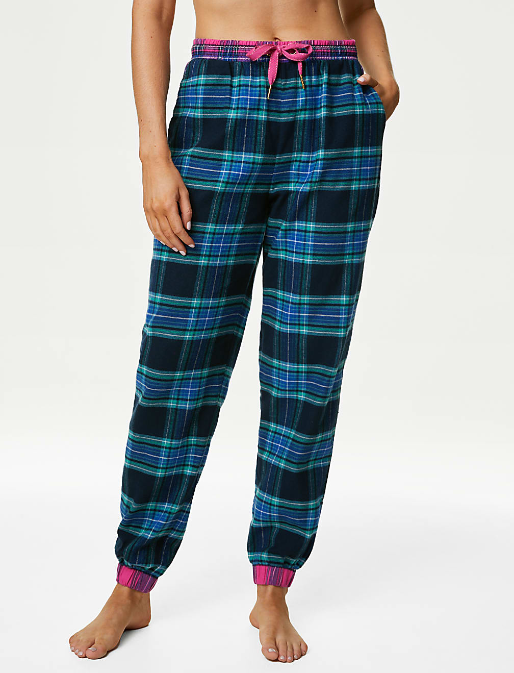 Pure Cotton Checked Pyjama Bottoms