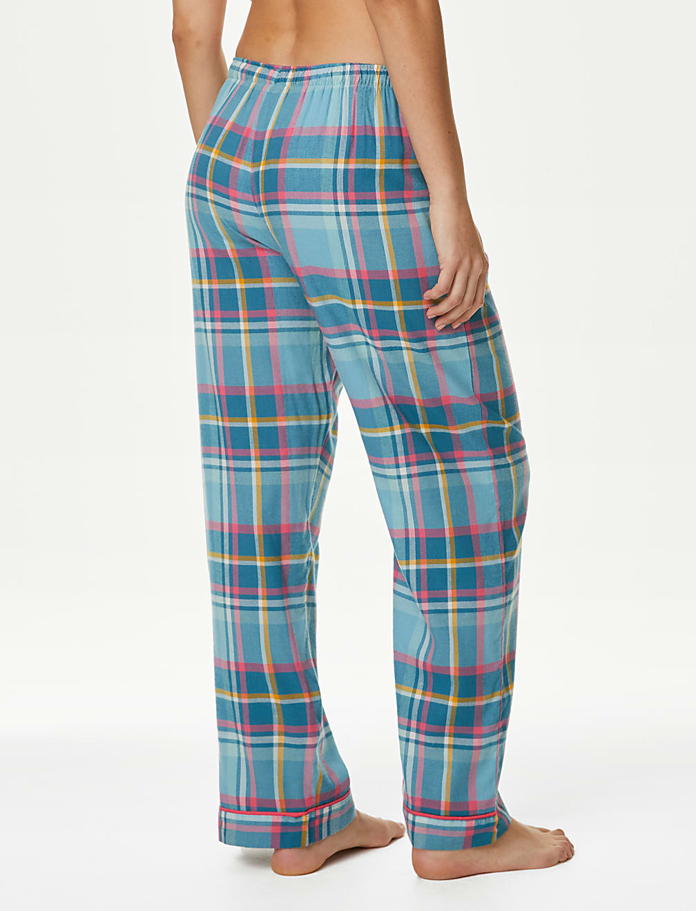 Cotton Blend Checked Pyjama Bottoms