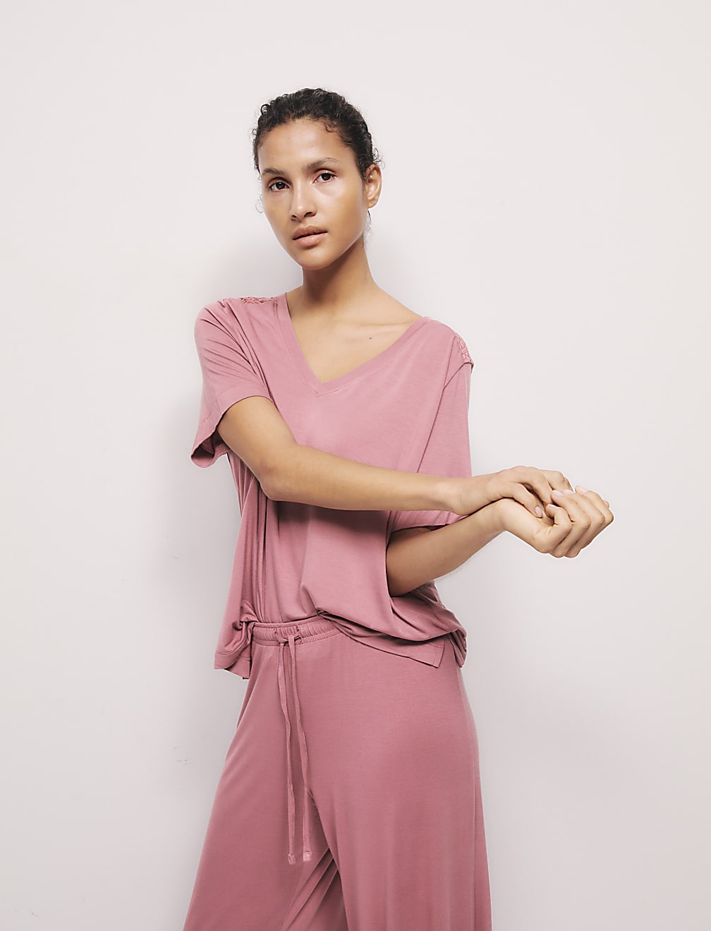 Body Soft™ Lace Trim Wide Leg Pyjama Bottoms
