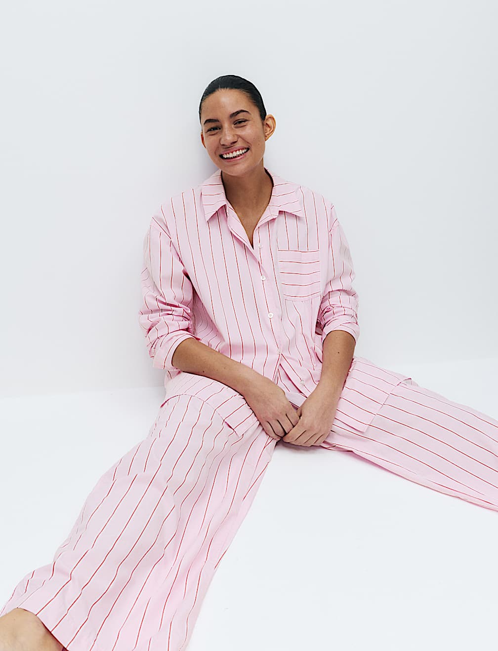 Pure Cotton Striped Wide Leg Pyjama Bottoms