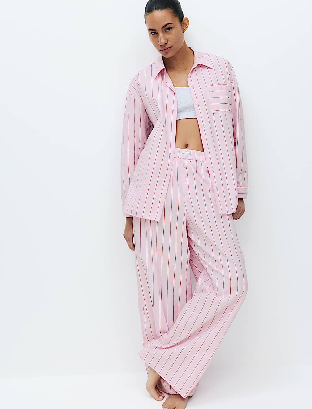 Pure Cotton Striped Wide Leg Pyjama Bottoms