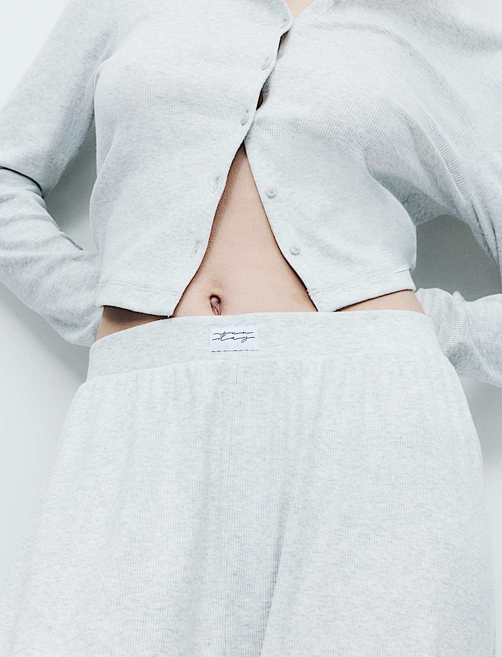Cotton Rich Ribbed Wide Leg Pyjama Bottoms