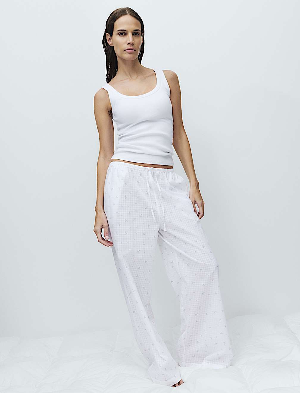 Pure Cotton Floral Check Pyjama Bottoms