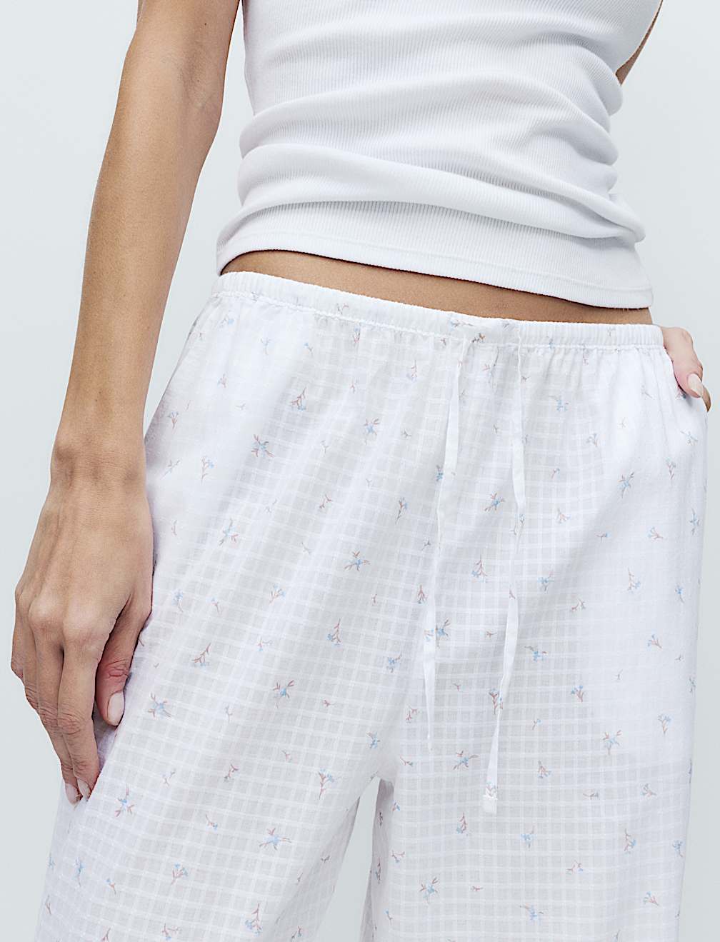 Pure Cotton Floral Check Pyjama Bottoms