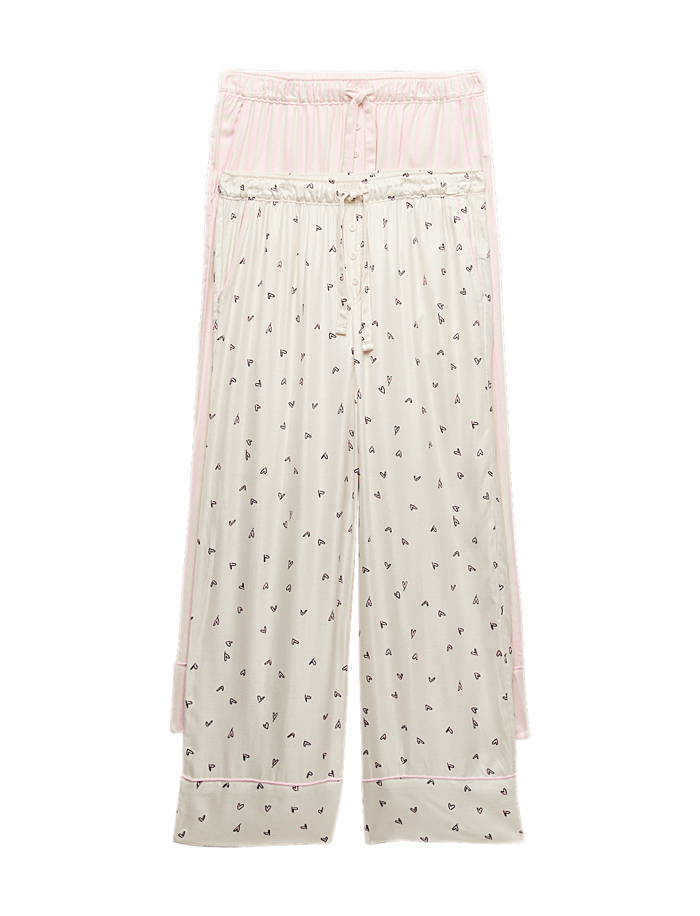 2 Pack Twill Wide Leg Pyjama Bottoms