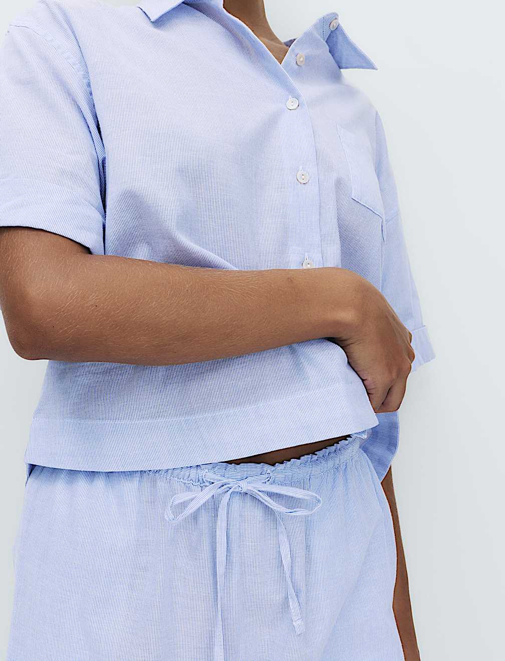 Pure Cotton Striped Cropped Pyjama Bottoms