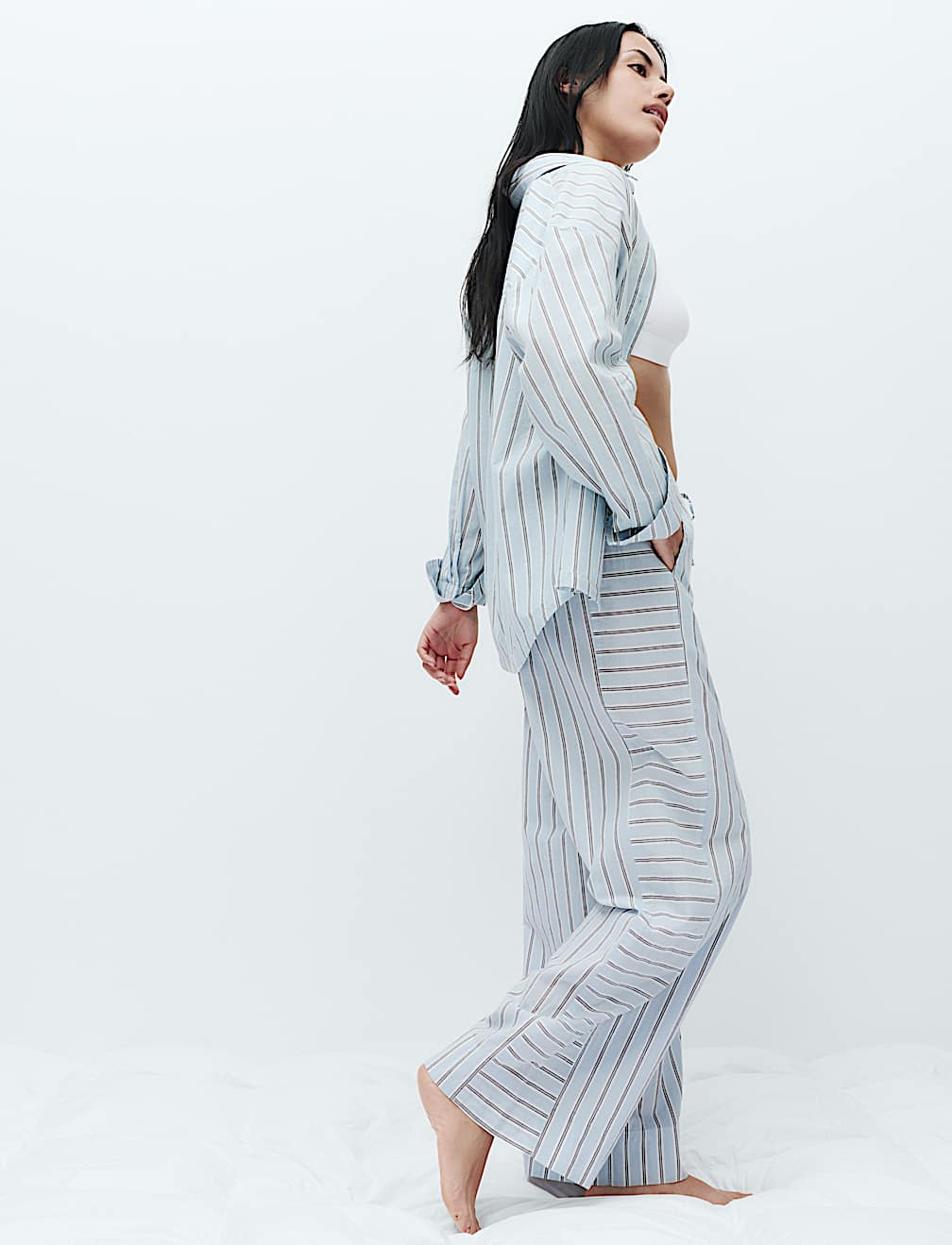 Pure Cotton Cambric Striped Pyjama Bottoms