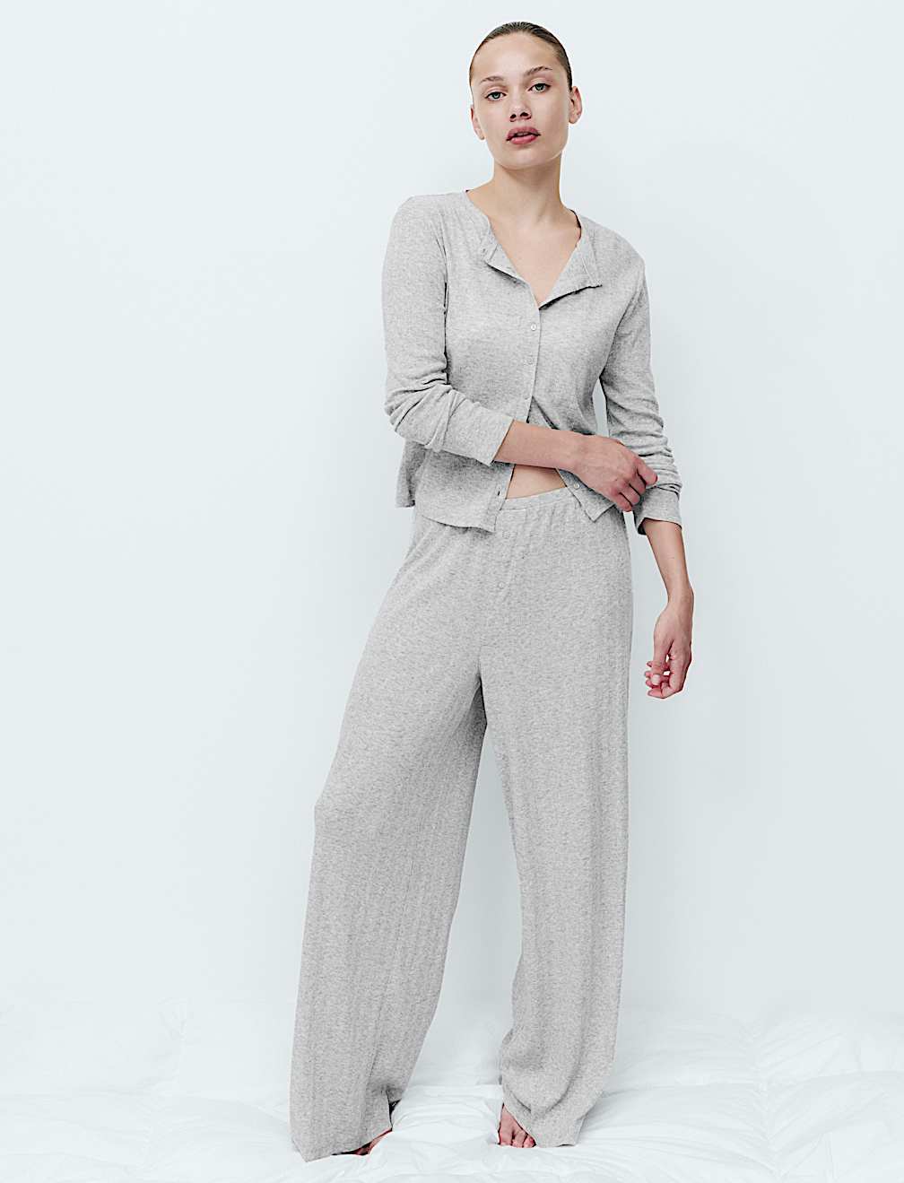 Pointelle Wide Leg Lounge Bottoms