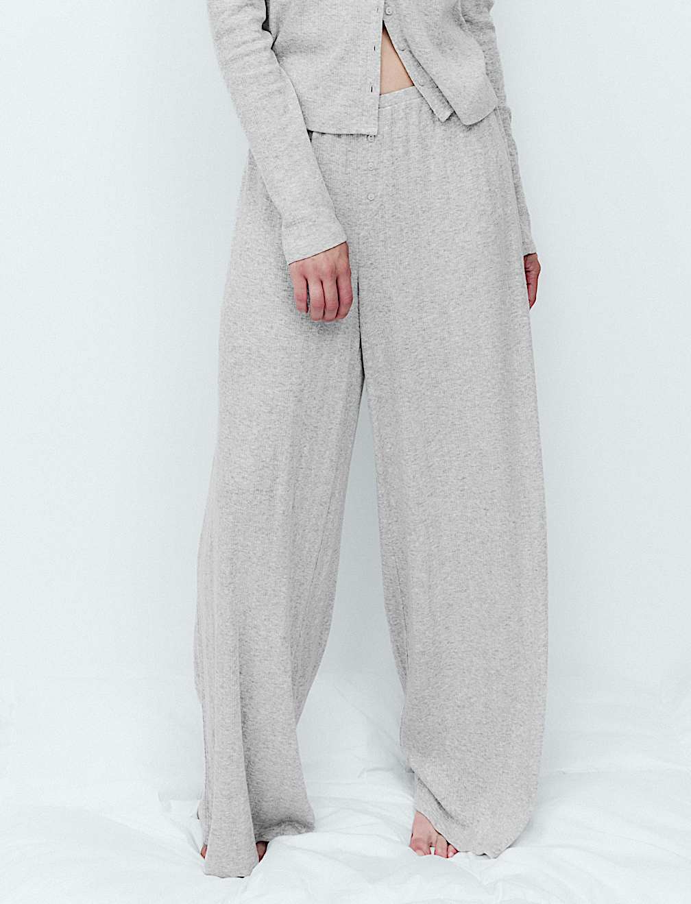 Pointelle Wide Leg Lounge Bottoms