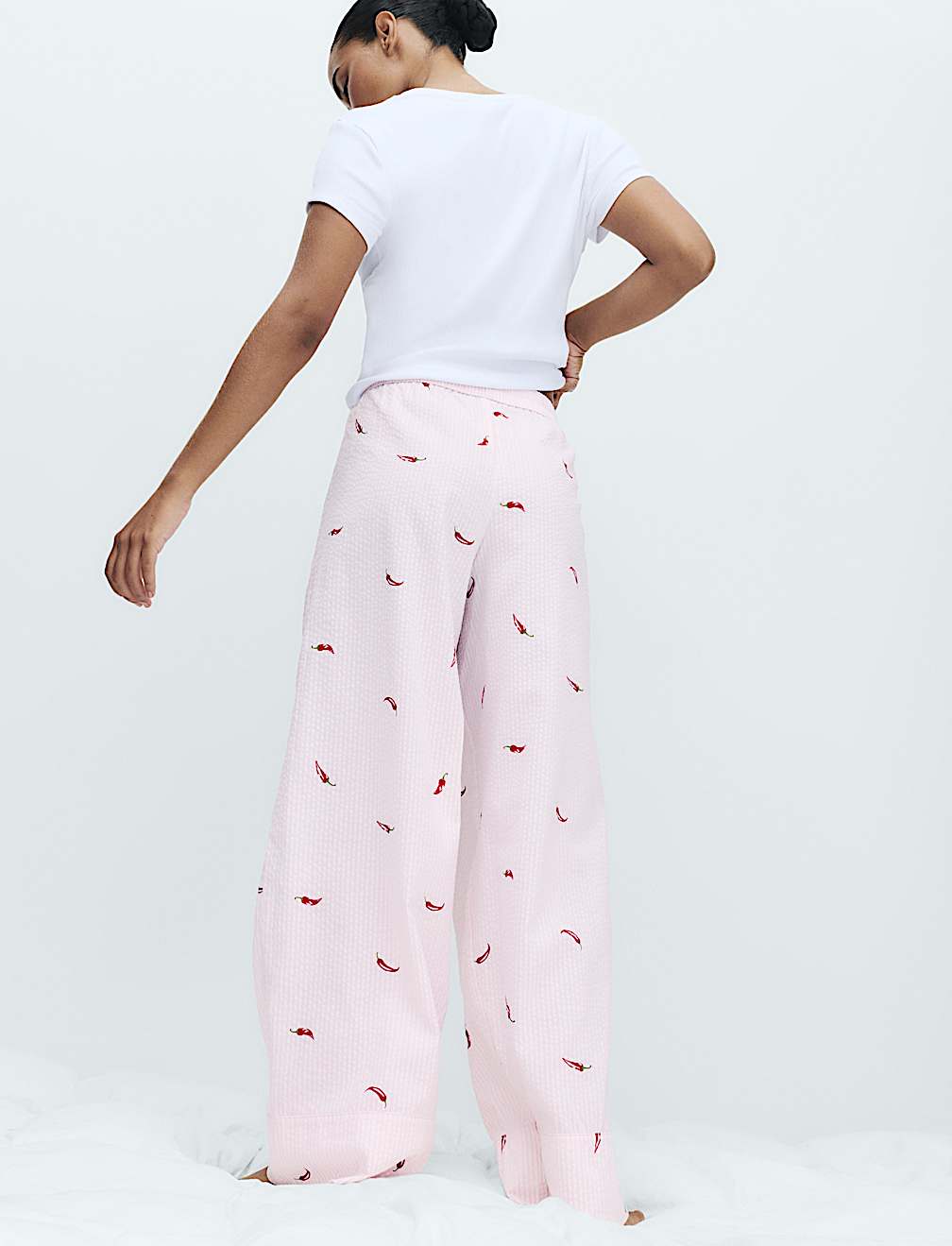 Cotton Modal Seersucker Chilli Pyjama Bottoms