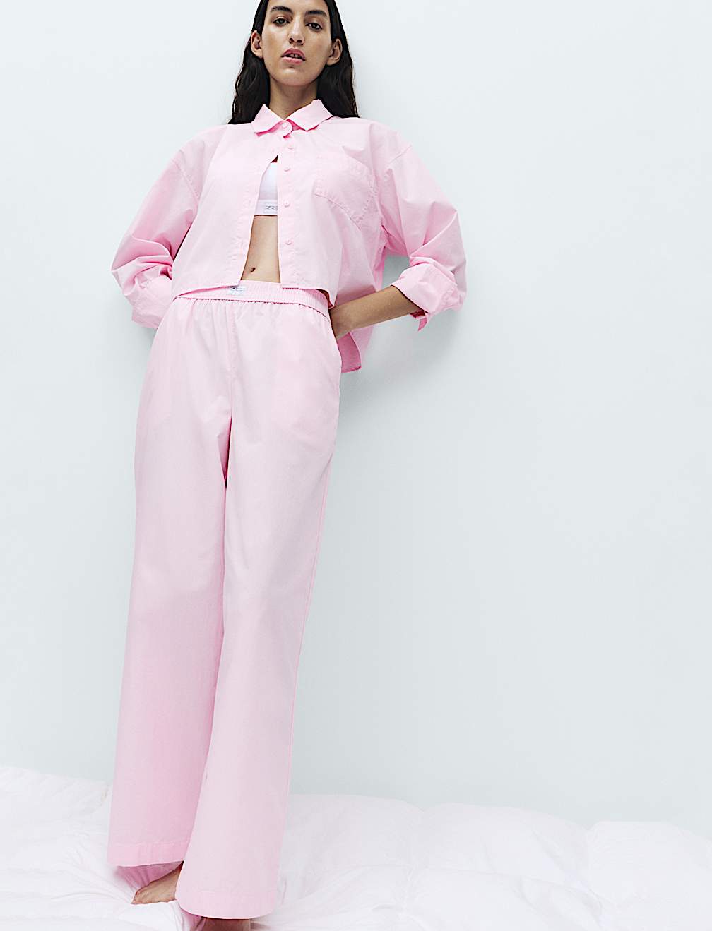 Pure Cotton Wide Leg Pyjama Bottoms