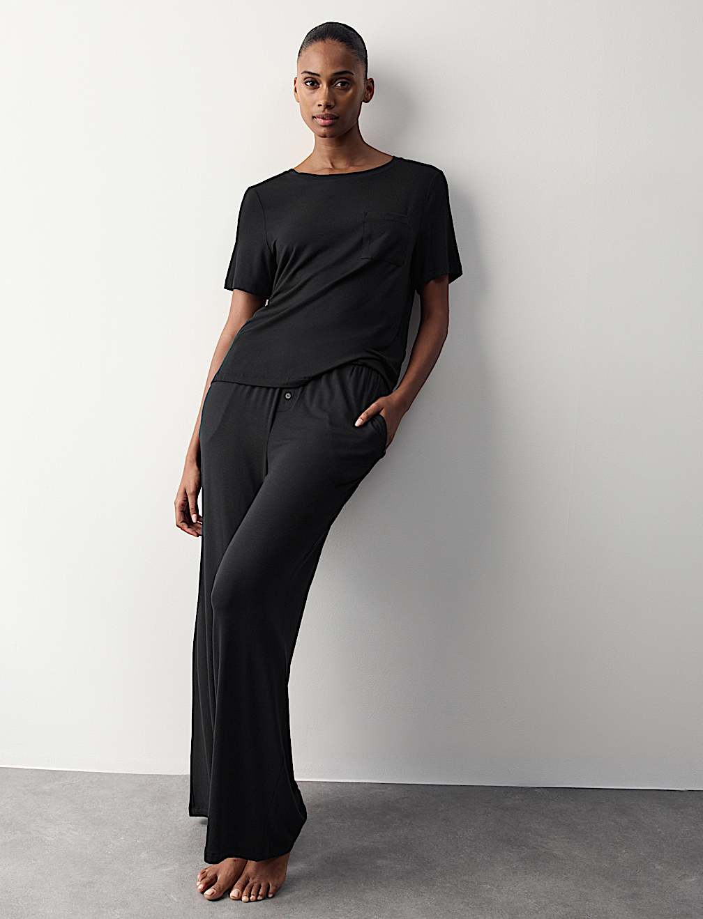 Modal Rich Wide Leg Pyjama Bottoms