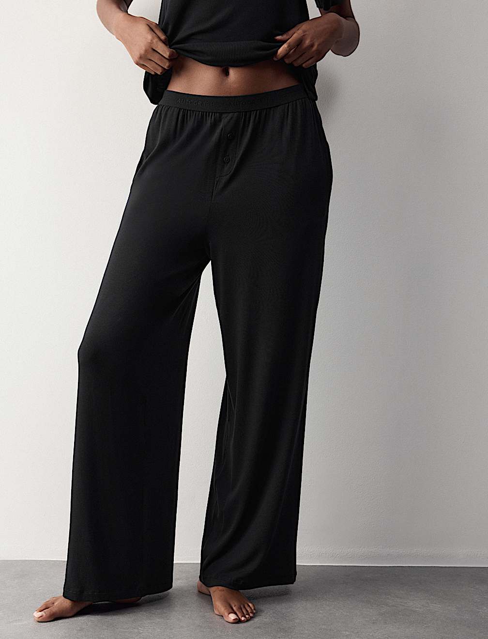 Modal Rich Wide Leg Pyjama Bottoms