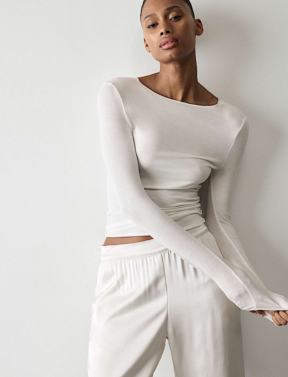 Sheer Pyjama Top with Cashmere
