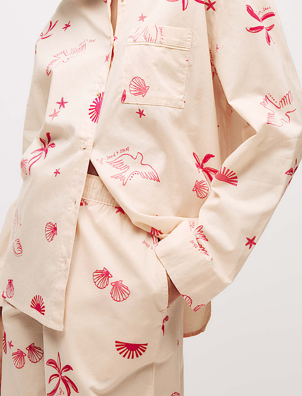 Pure Cotton Printed Revere Pyjama Set
