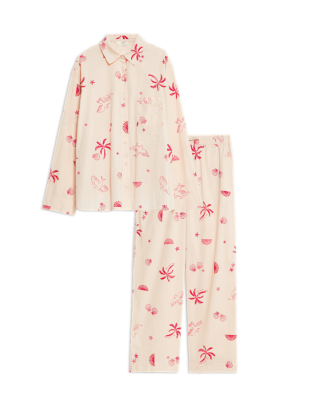 Pure Cotton Printed Revere Pyjama Set
